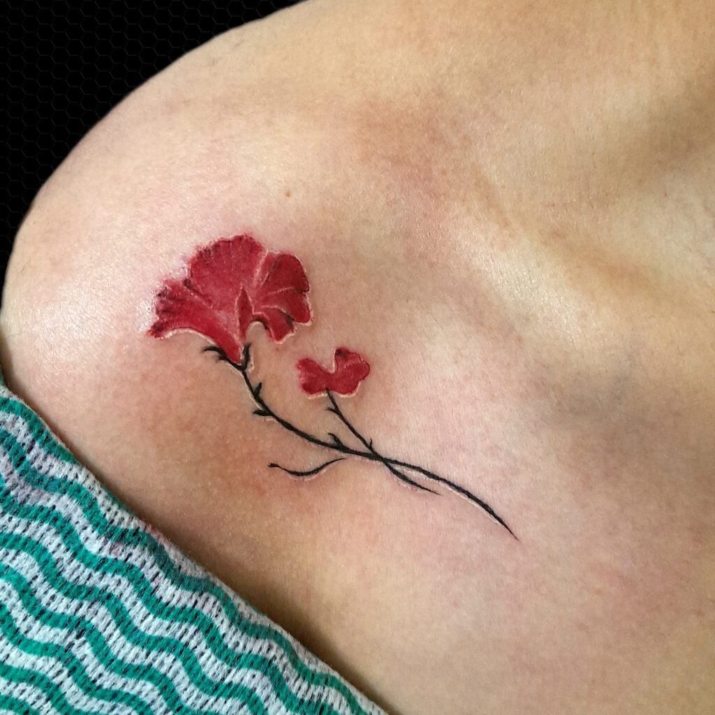 floral tattoo, small tattoo, colorful tattoo